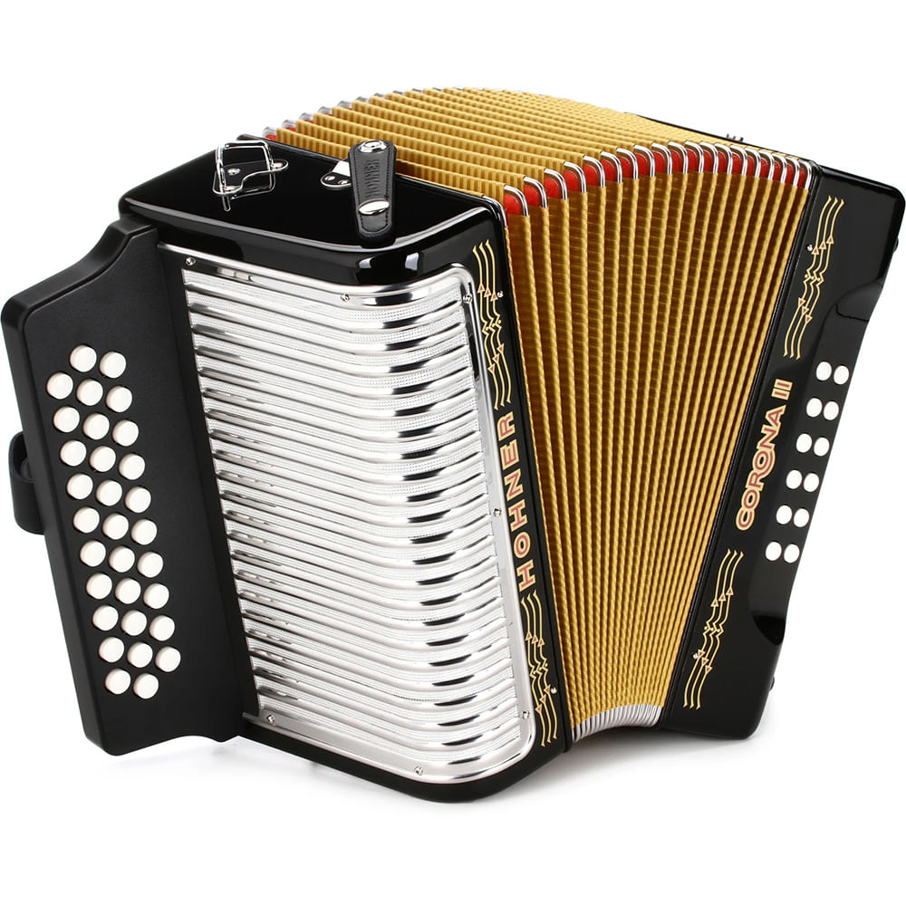 Acordeón Diatónico Hohner Corona II FBbEb - A56411 - Negro Lacado