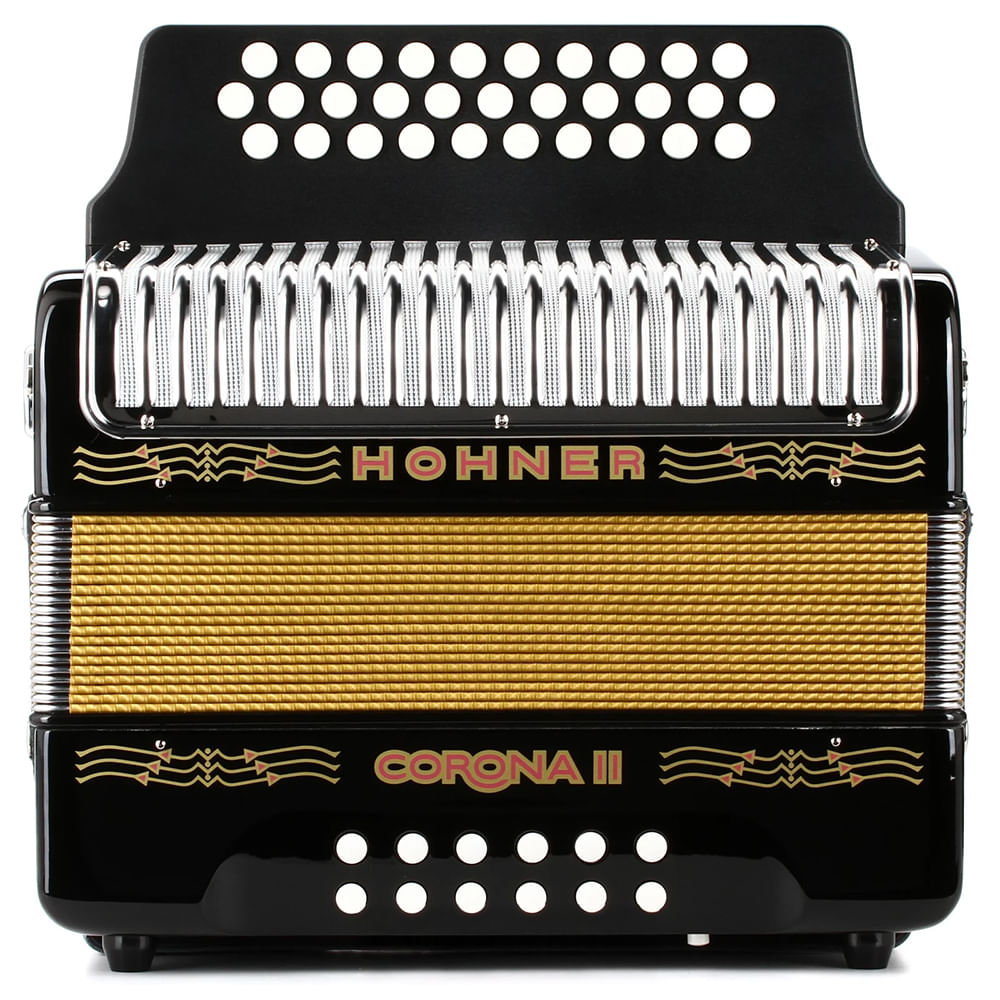 Acordeón Diatónico Hohner Corona II FBbEb - A56411 - Negro Lacado foto 3