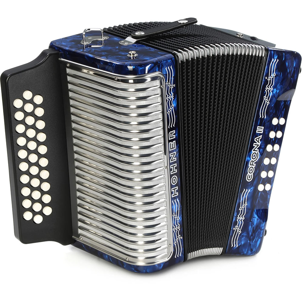 Acordeón Diatónico Hohner Corona II FBbEb - A5644 - Deep Blue