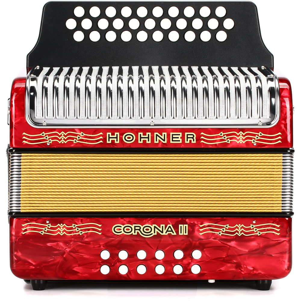 Acordeón Diatónico Hohner Corona II FBbEb - A5649 - Rojo foto 3