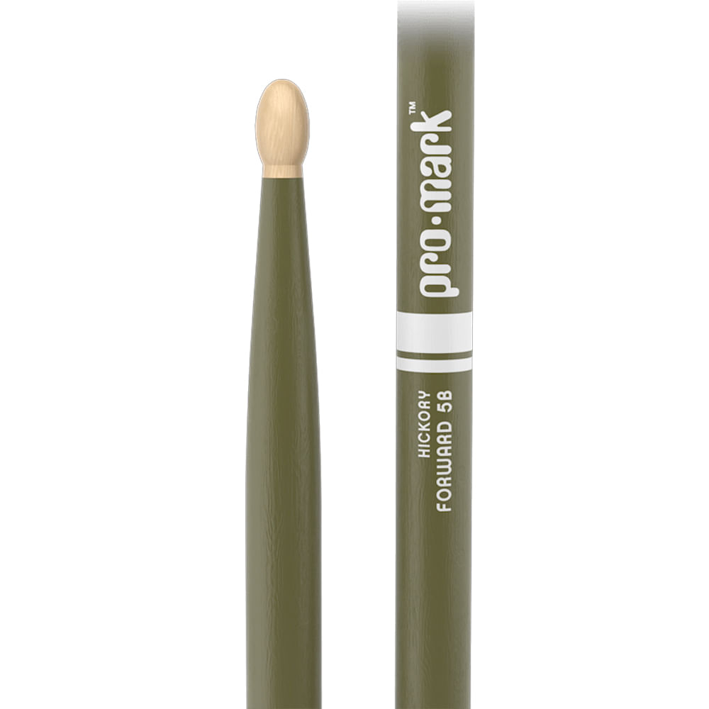 Baqueta Punta Madera Promark 5B Painted Hickory TX5BW - Army Green foto 3