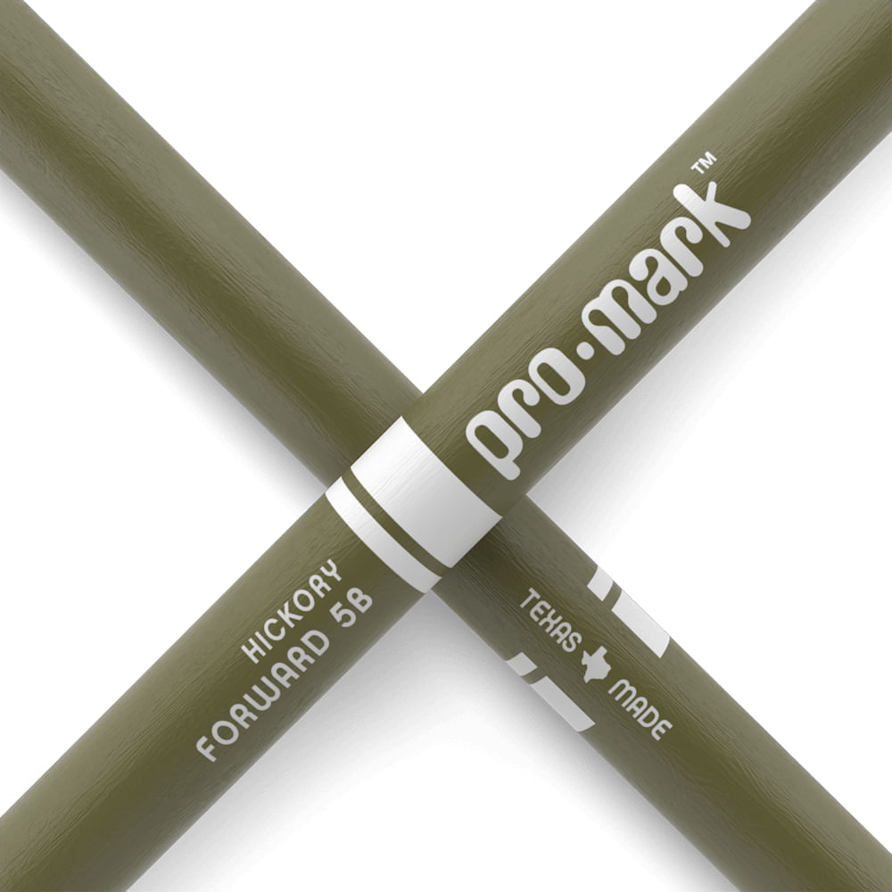 Baqueta Punta Madera Promark 5B Painted Hickory TX5BW - Army Green foto 5