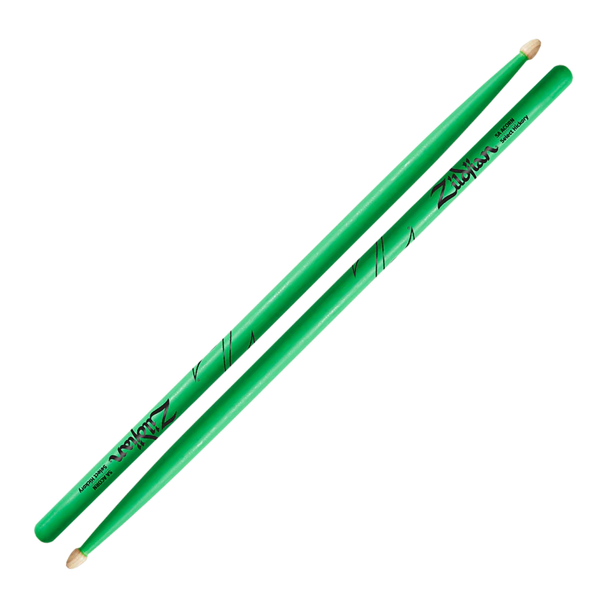 Baquetas Zildjian 5A Acorn - Neon Green punta de madera