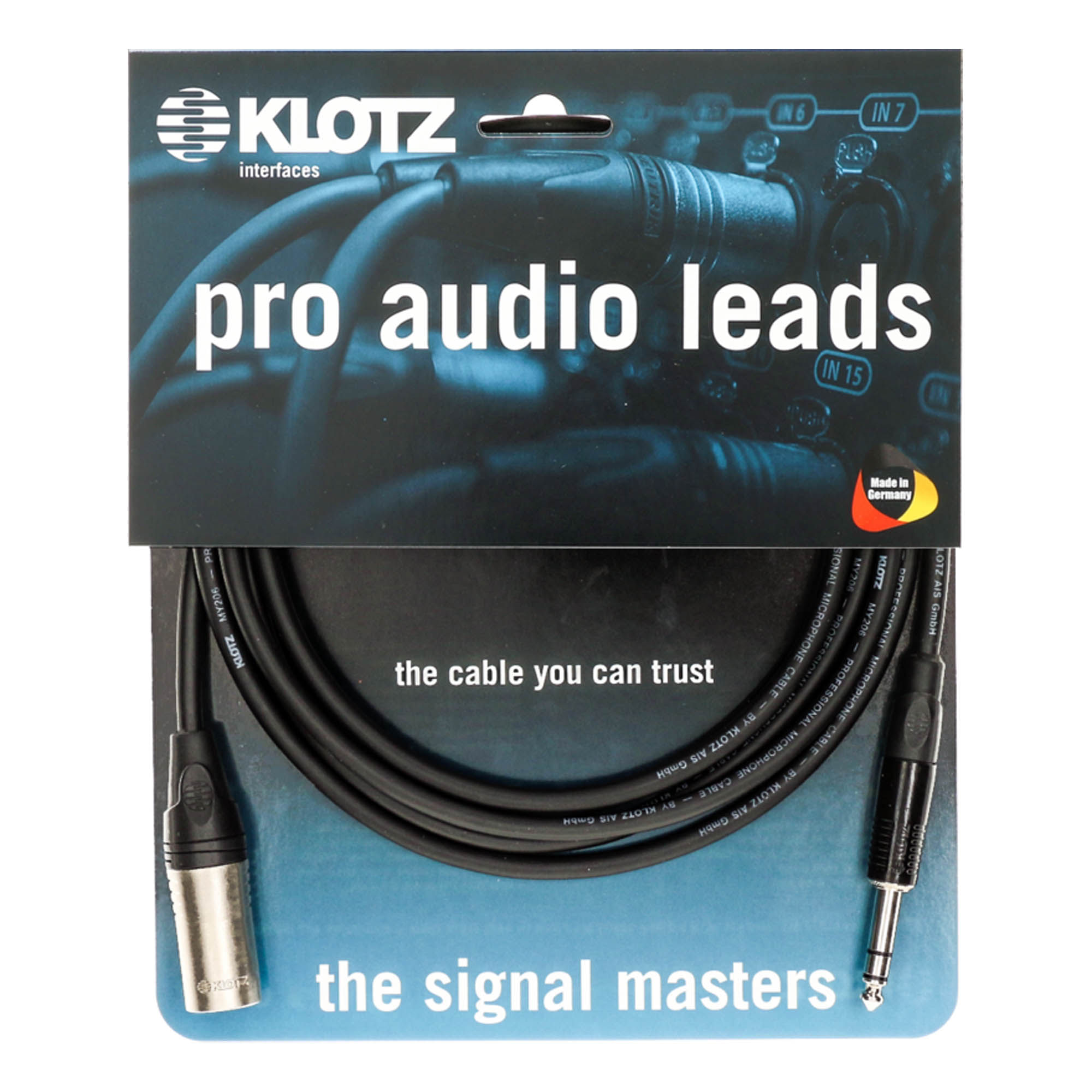 Cable Klotz XLR Macho-Jack stereo M1MS1K0200 - color negro - 2 metros