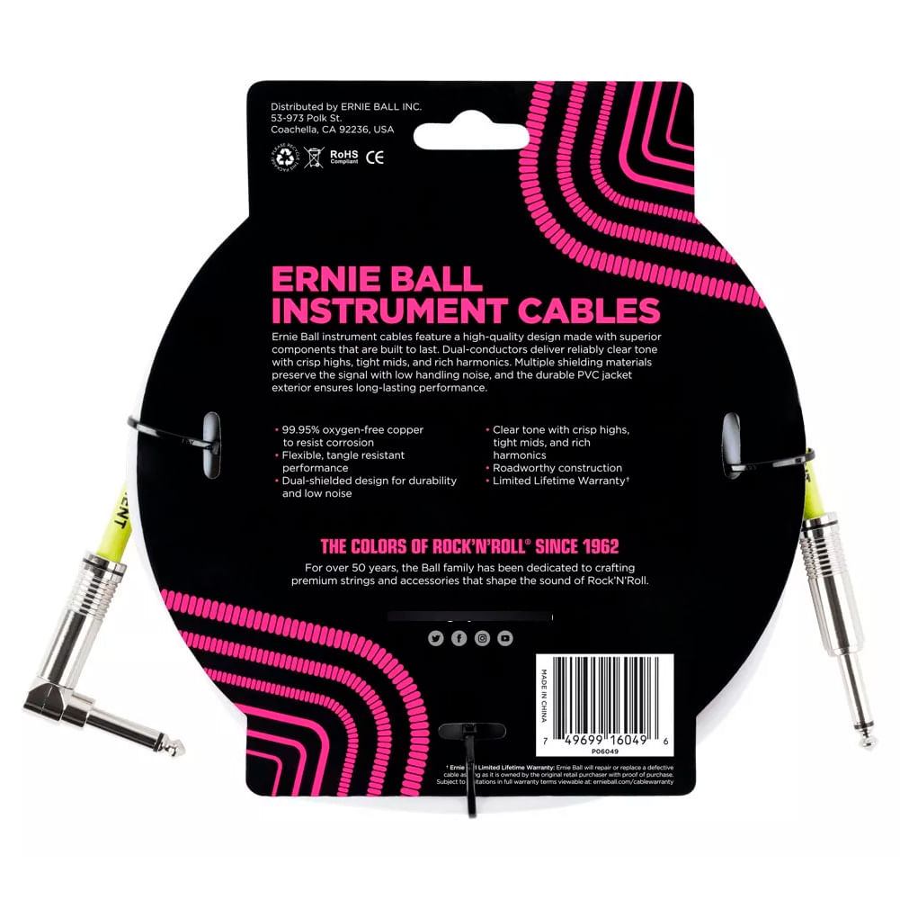 Cable para instrumento Ernie Ball P06049 3 mts - White foto 2