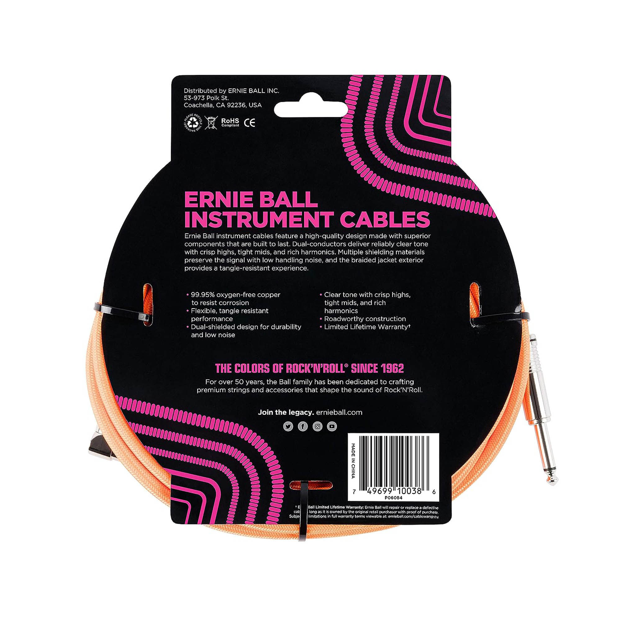 Cable para instrumento Ernie Ball P06082 5.4m - Orange foto 2