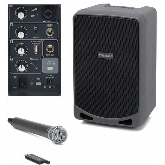 Caja Activa Portable Con Bluetooth y Micrófono Samson XP106W foto 2