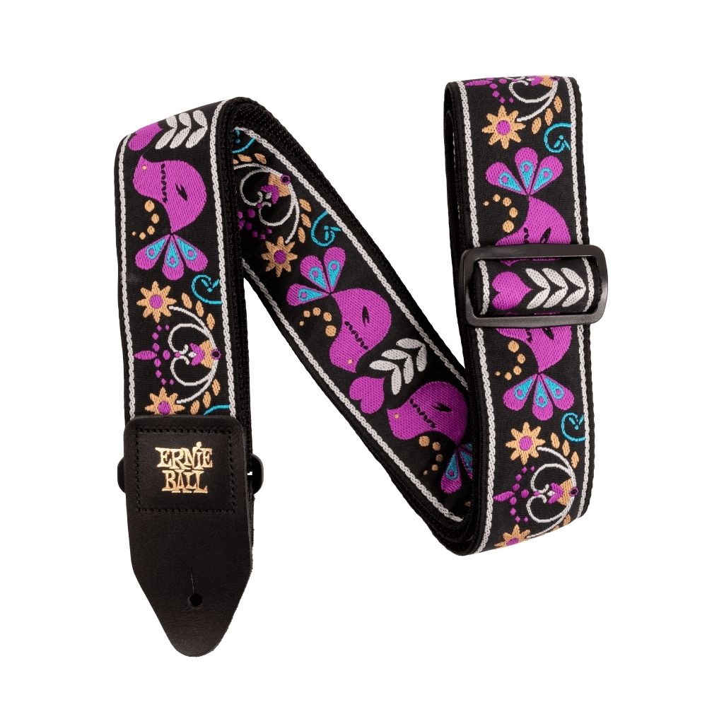 Correa de guitarra Ernie Ball Stretch Jacquard Purple Bird Lupin