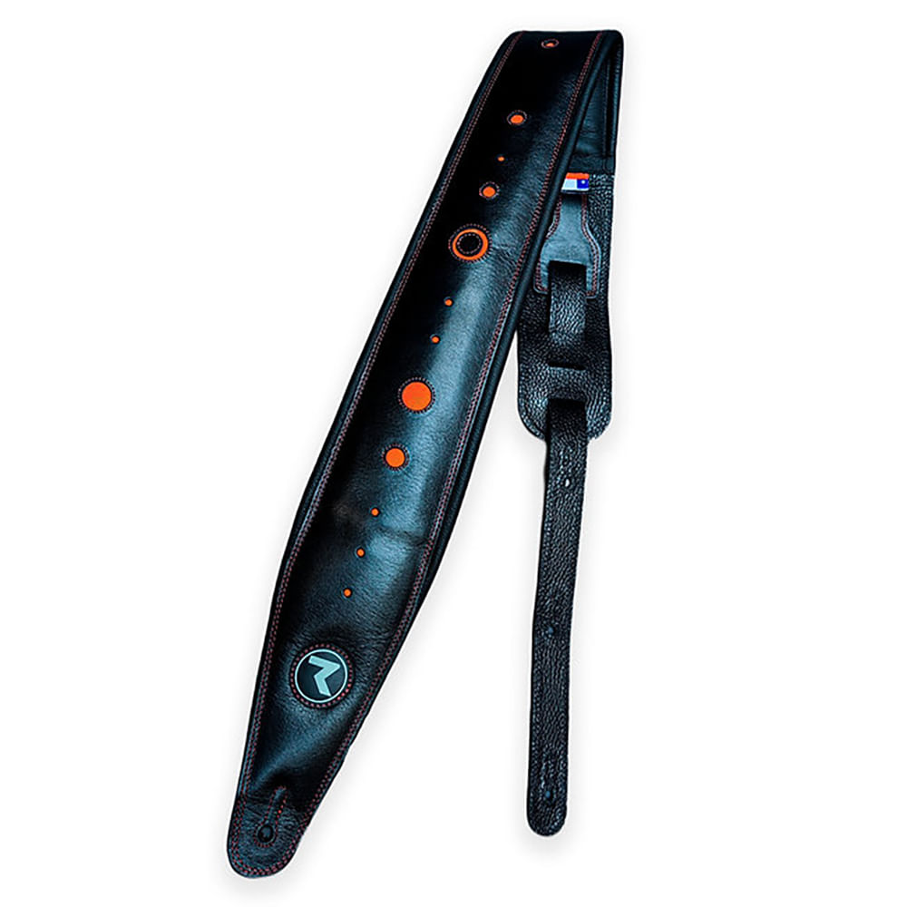 Correa Para Guitarra y Bajo Raven Straps Cosmos 4" - Black/Orange foto 2