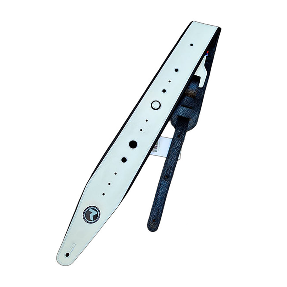 Correa Para Guitarra y Bajo Raven Straps Cosmos 4" - White Marfil/Black foto 2