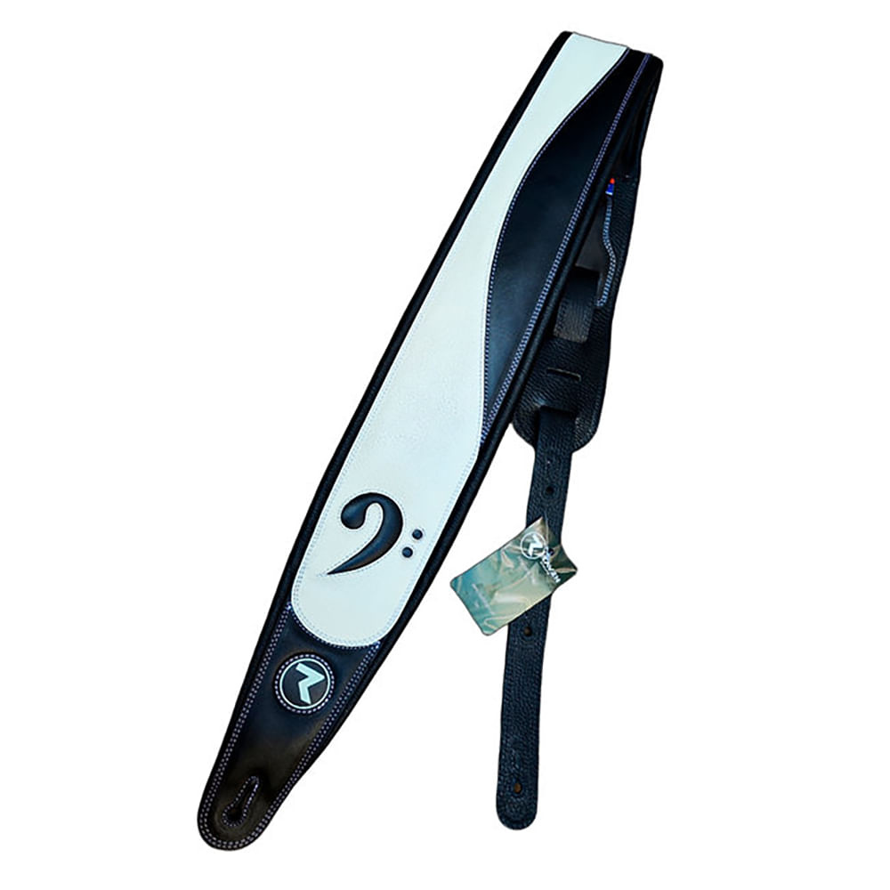 Correa Para Guitarra y Bajo Raven Straps Jaco 4" - White Marfil/Black foto 2