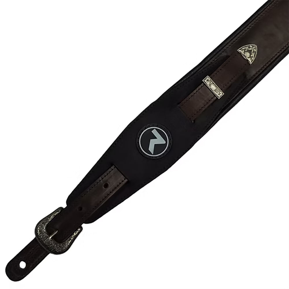 Correa Para Guitarra y Bajo Raven Straps Texas 3" - Satin Black/Dark Brown foto 2