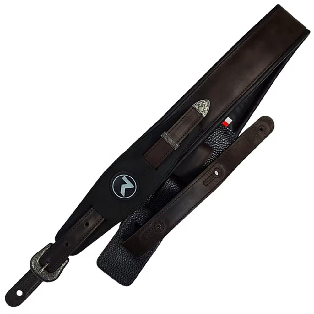 Correa Para Guitarra y Bajo Raven Straps Texas 3" - Satin Black/Dark Brown foto 3