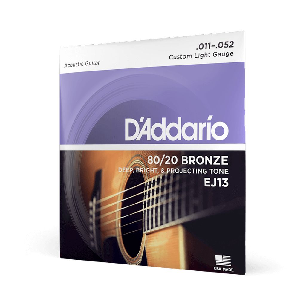 Cuerdas para guitarra acústica Daddario 11-52 Custom Light EJ13 80/20 Bronze foto 2