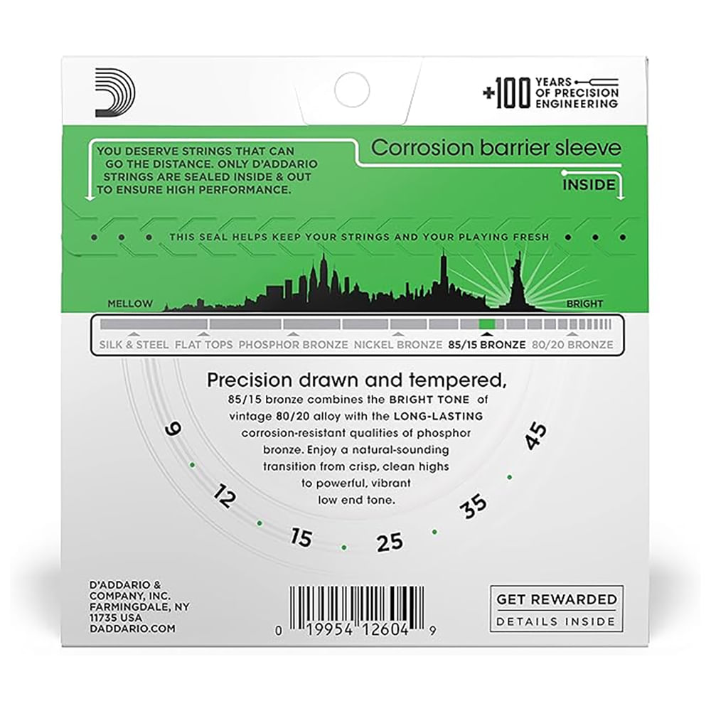 Cuerdas Para Guitarra Acústica Daddario EZ890 09-45 foto 3