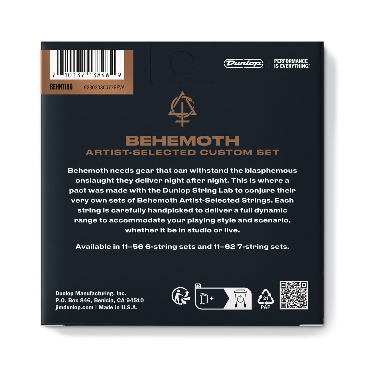 Cuerdas para guitarra eléctrica Dunlop 11-56 Behemoth - BEHN1156 foto 2