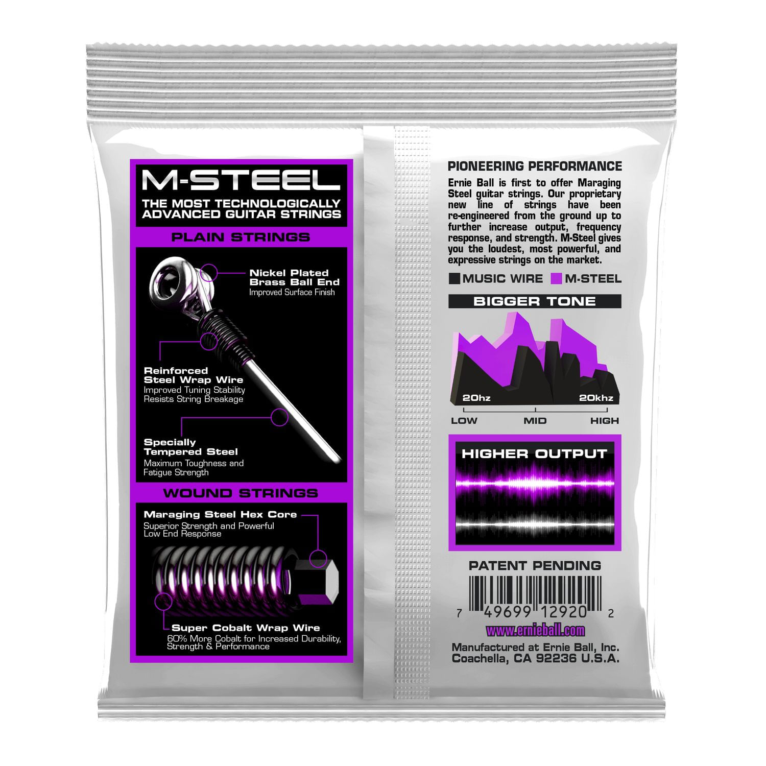 Cuerdas para guitarra eléctrica Ernie Ball 11-48 Power Slinky M-Steel P02920 foto 2