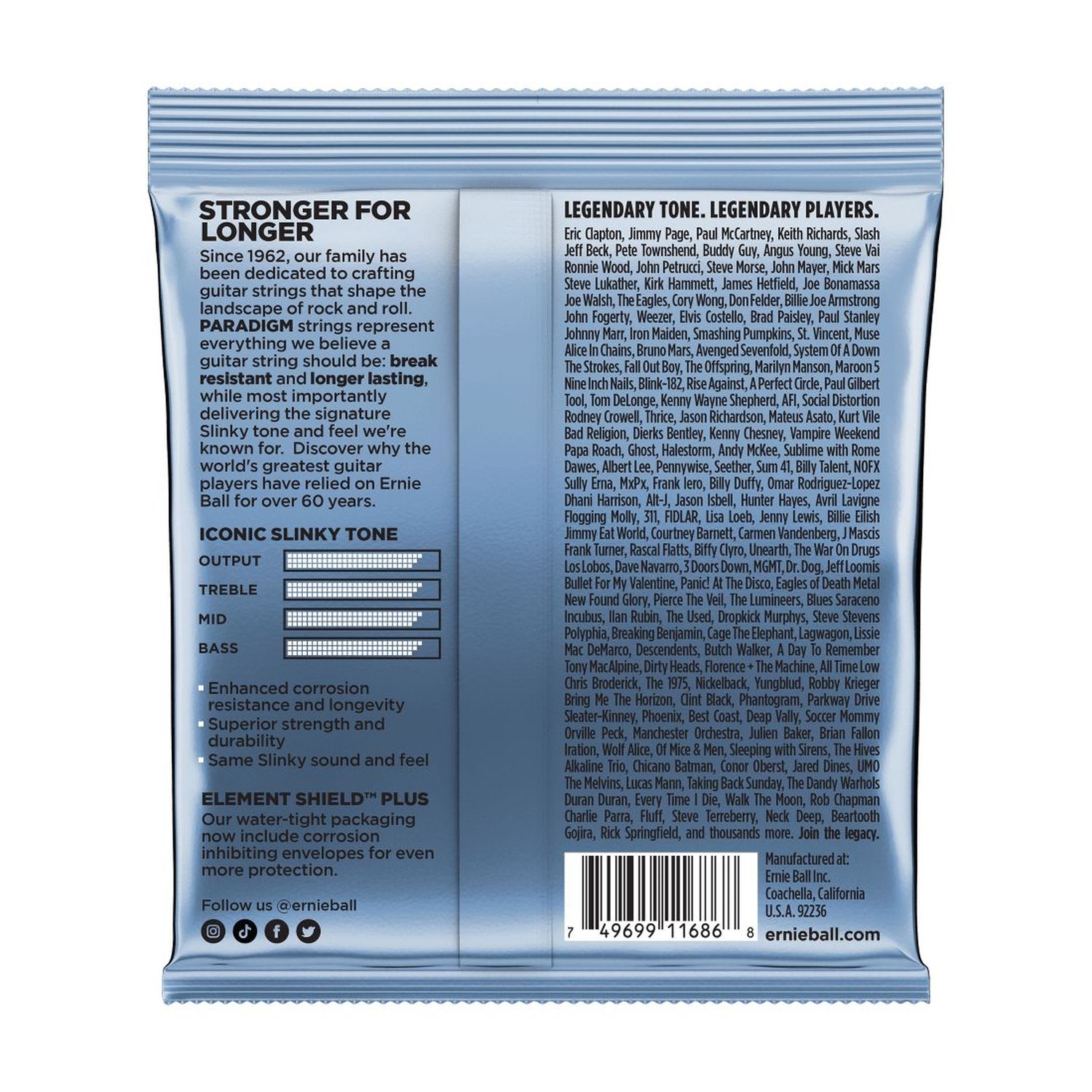 Cuerdas para guitarra eléctrica Ernie Ball 9.5-44 Primo Slinky Paradigm  P02018 foto 2