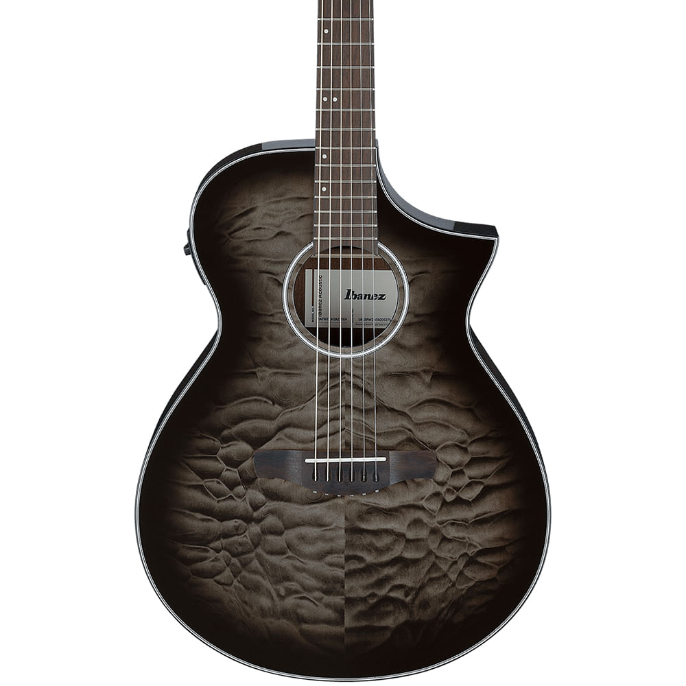 Guitarra Electroacústica Ibanez AEWC16QA TKH - Transparent Black foto 2