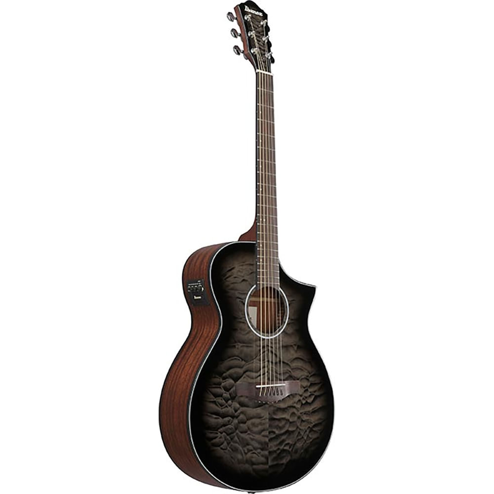 Guitarra Electroacústica Ibanez AEWC16QA TKH - Transparent Black foto 3