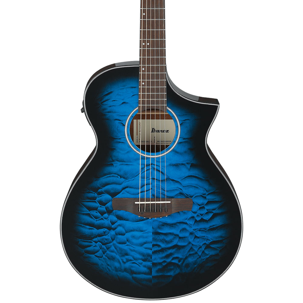 Guitarra Electroacústica Ibanez AEWC16QA TLH - Transparent Blue foto 2