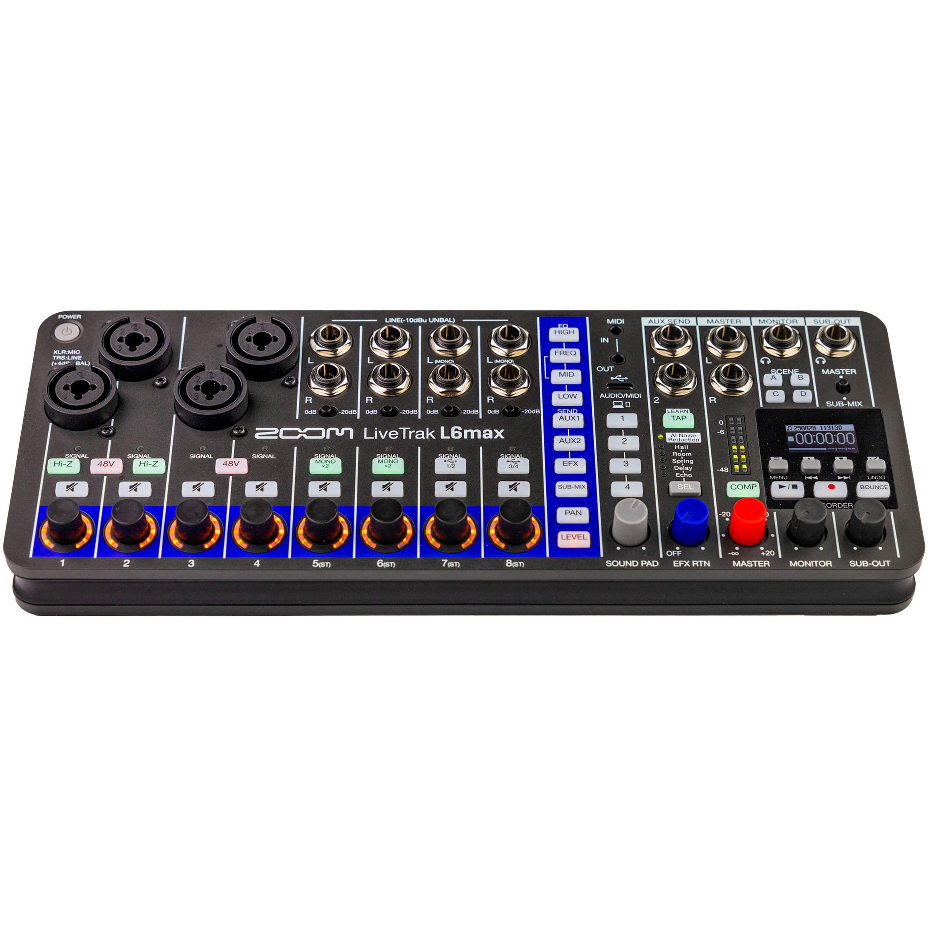 Mixer digital Zoom LiveTrak L6max de 12 pistas
