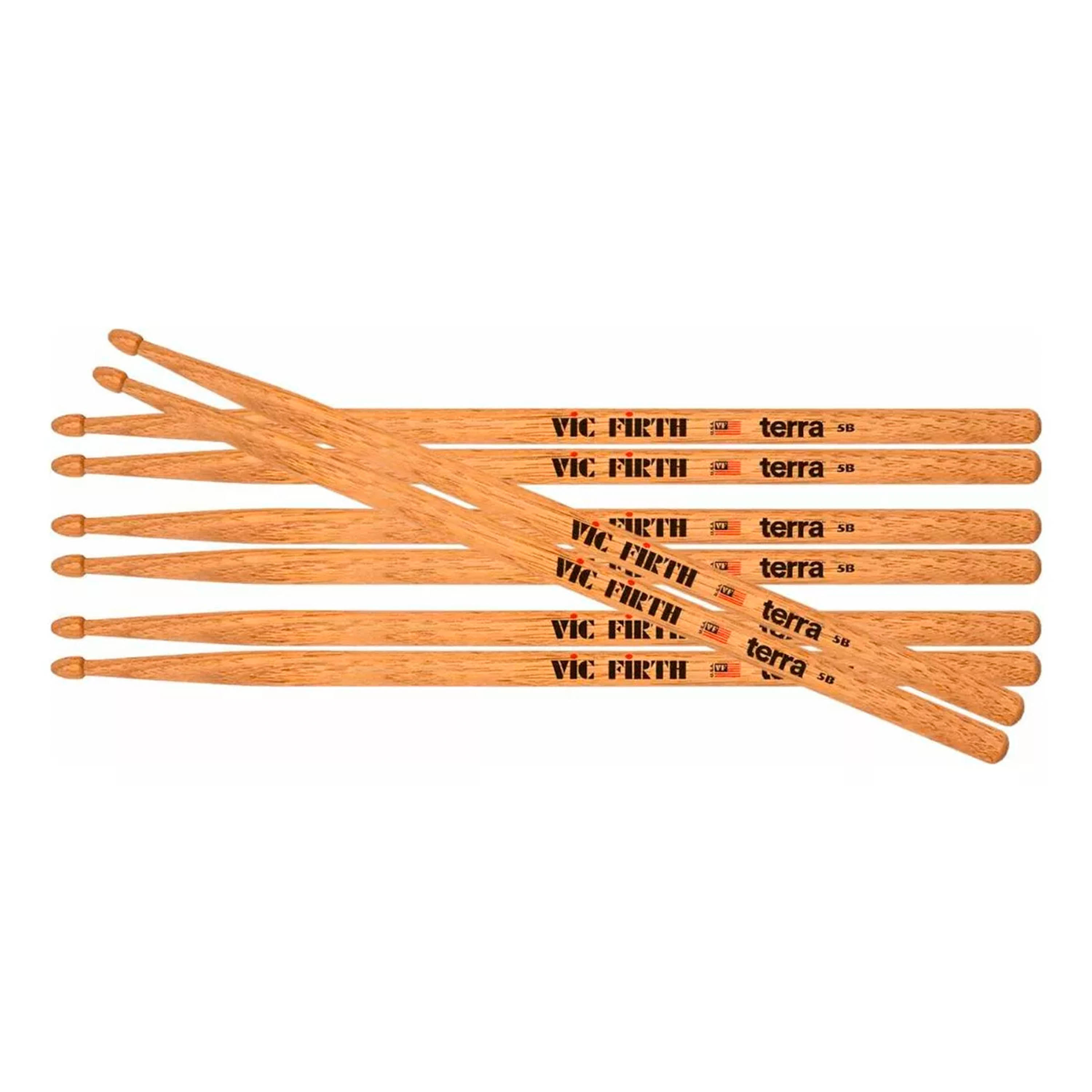 Pack Baquetas Vic Firth 5B Terra Wood 4 Pares foto 2