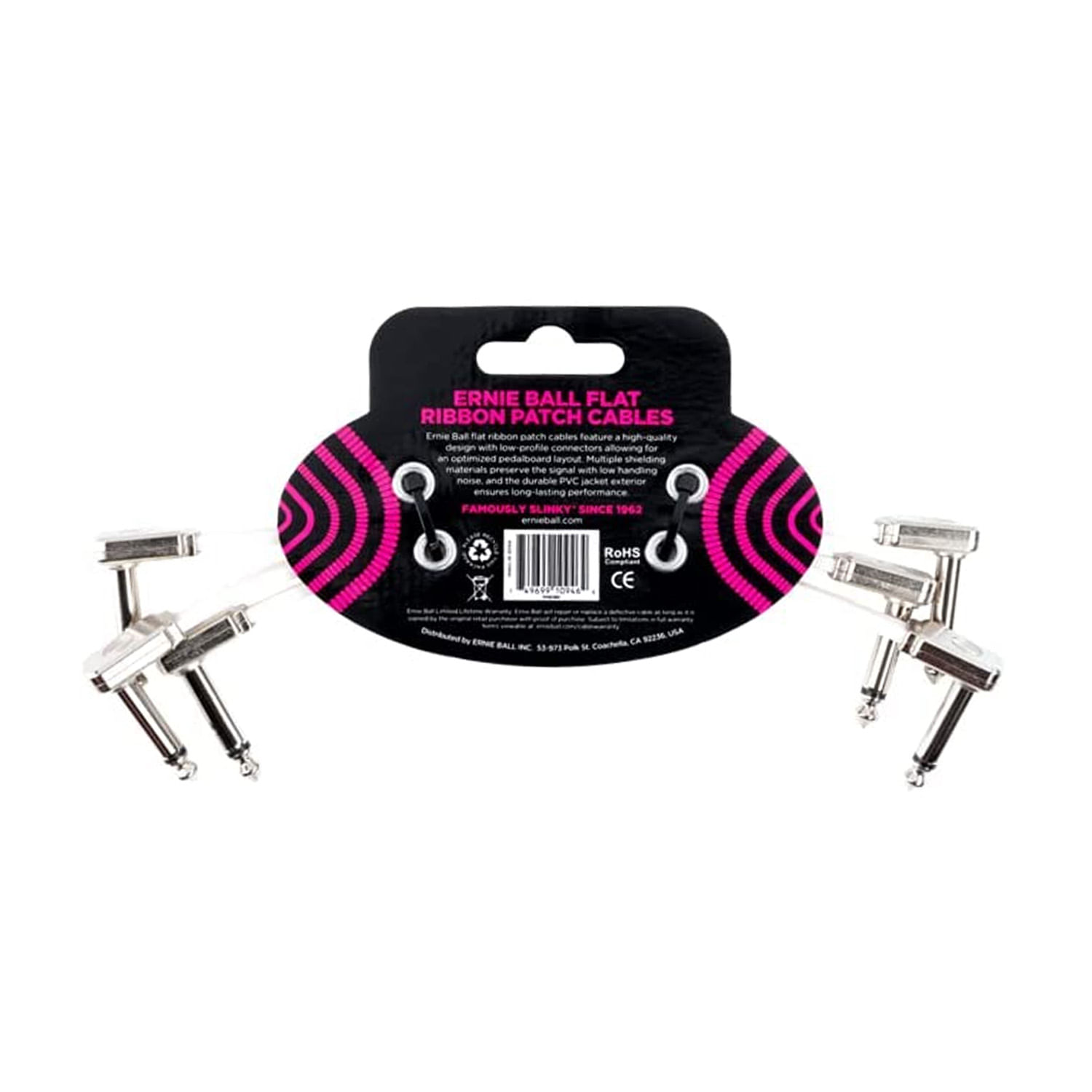 Pack de 3 Cable Patch Ernie Ball Flat Ribbon P06385 15 CM- White foto 2