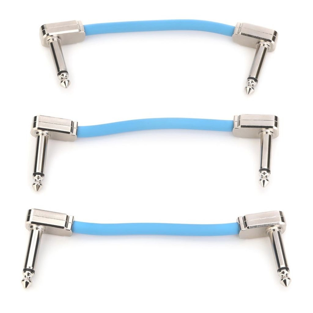 Pack de 3 cables flex patch Ernie Ball 3'' blue - P06459