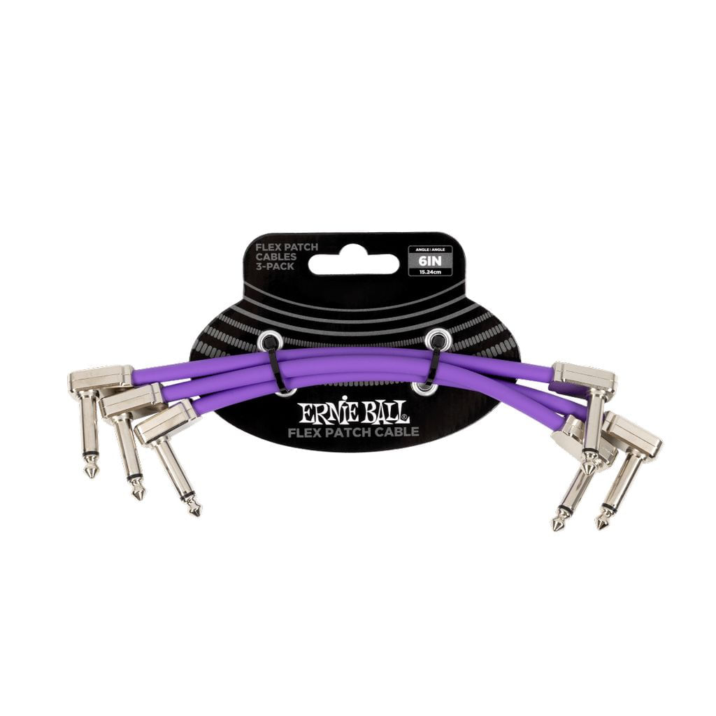 Pack de 3 cables flex patch Ernie Ball 6'' purple - P06452 foto 2