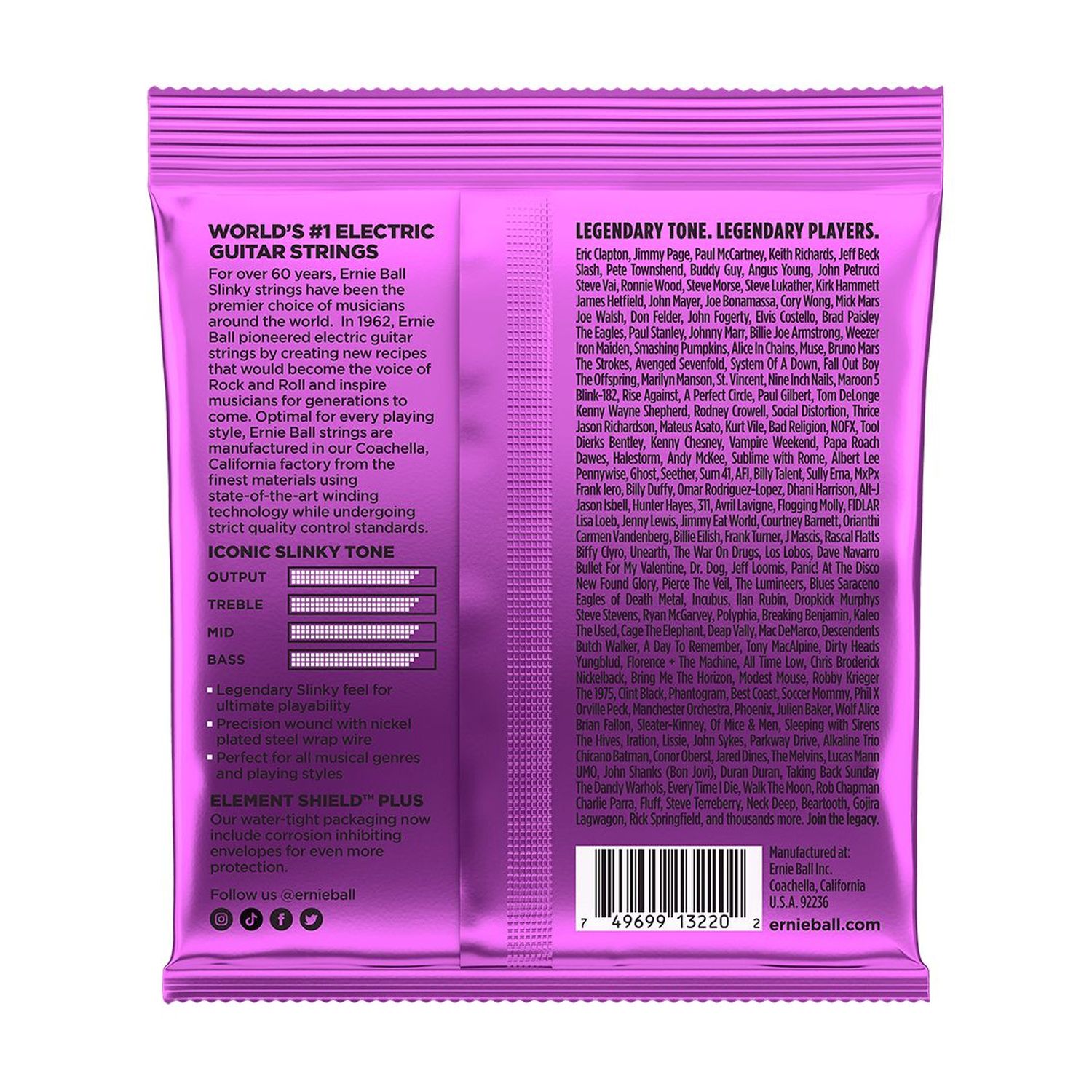 Pack de 3 sets de cuerdas para guitarra eléctrica Ernie Ball11-48 Power Slinky P03220 foto 2
