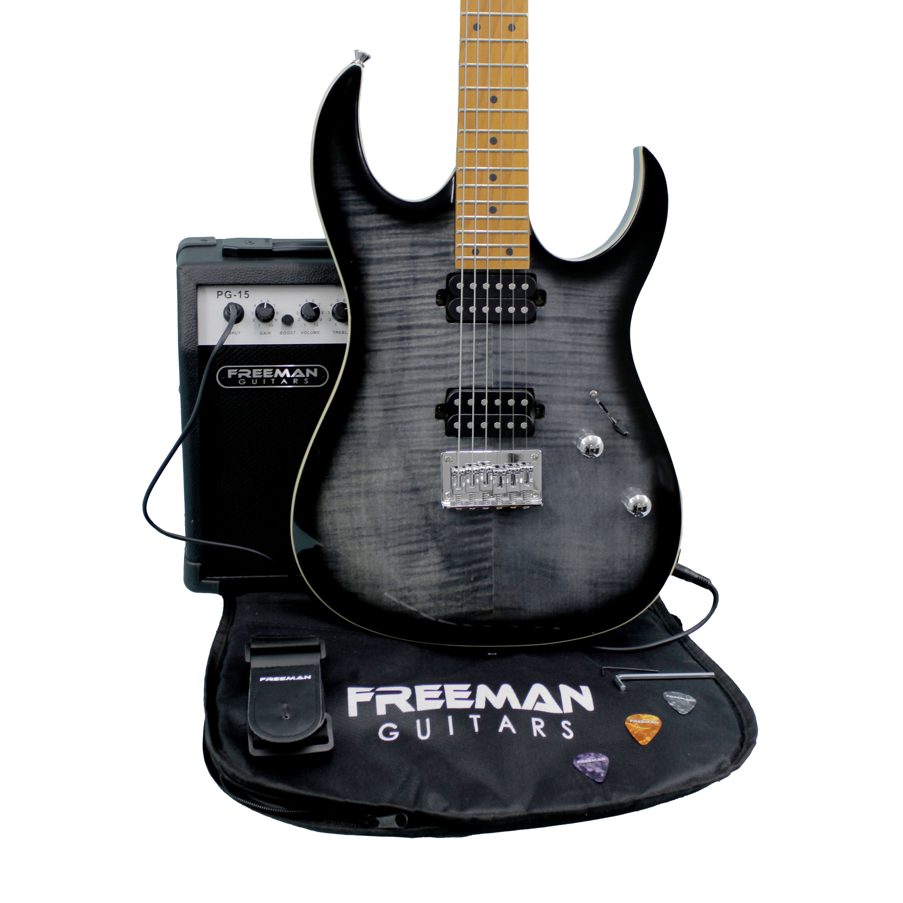 Pack de guitarra eléctrica Freeman RIFFMASTER Black SRG-180F FMT foto 3