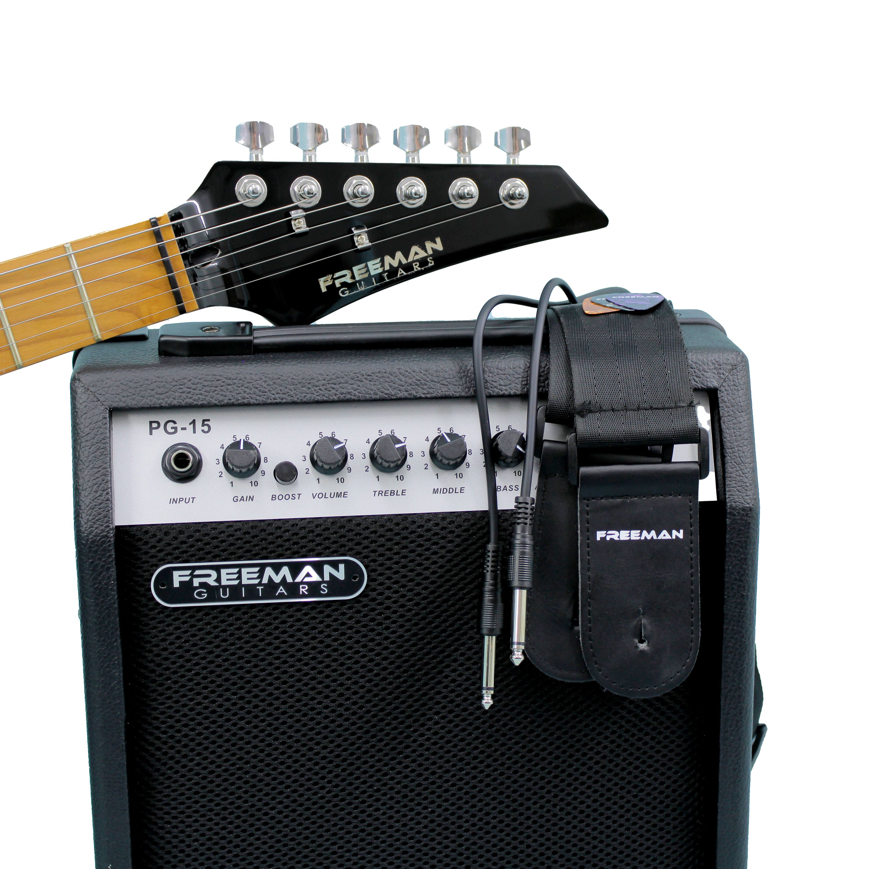 Pack de guitarra eléctrica Freeman RIFFMASTER Sunburst SRG-180F FMT foto 5