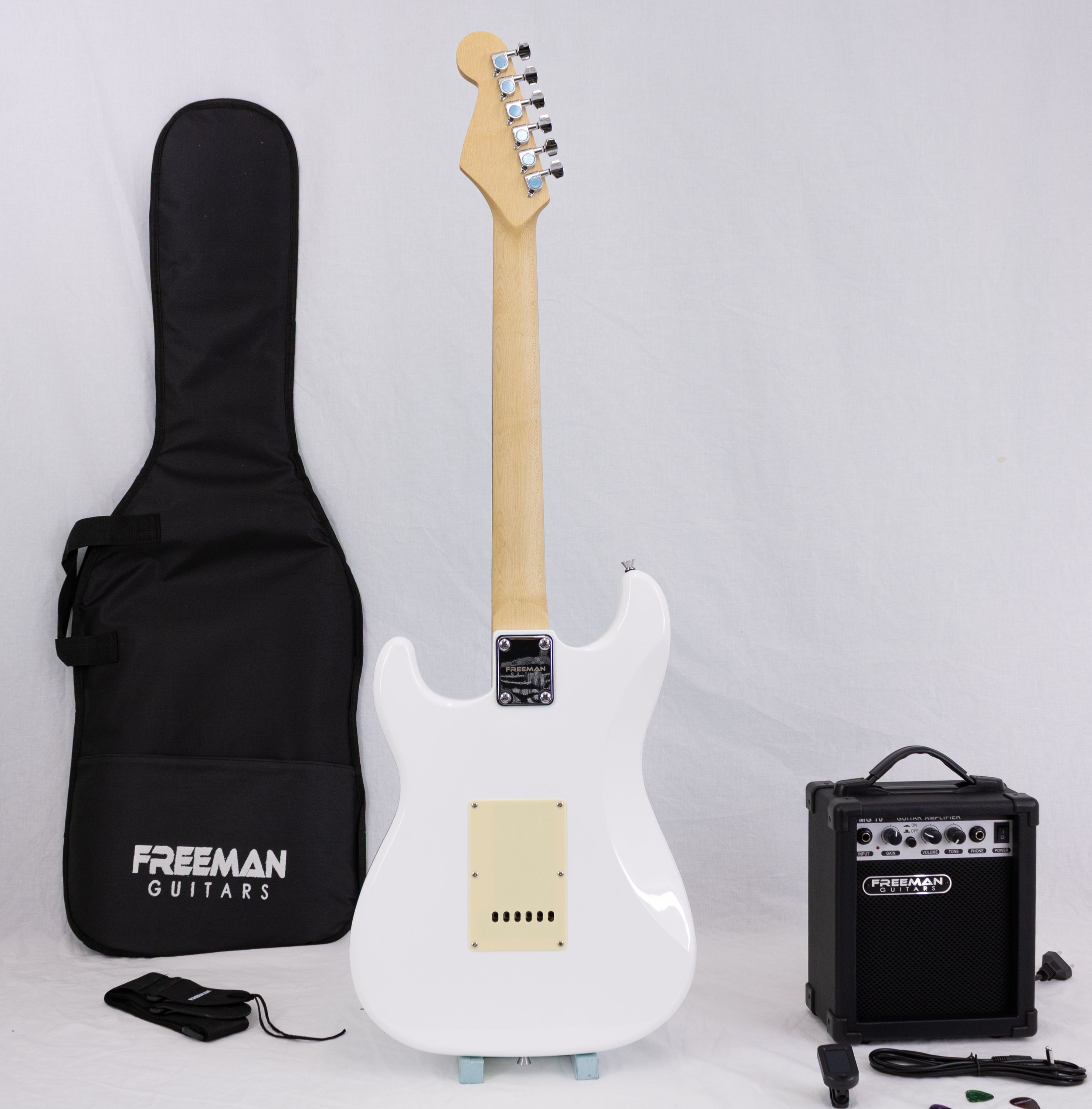 Pack de guitarra eléctrica Freeman Rockstarter blanca OPENBOX foto 3