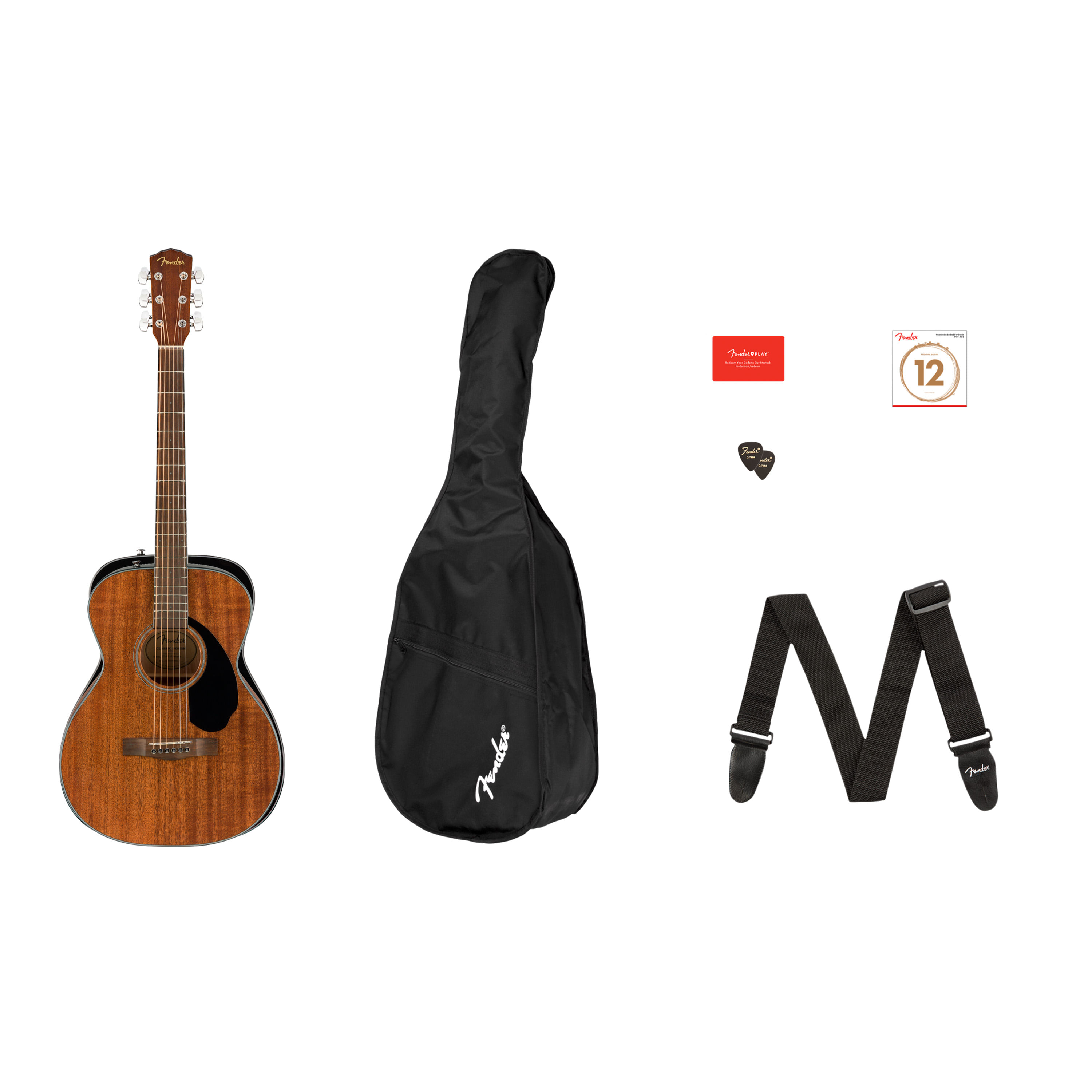 Pack Guitarra acústica Fender CC-60s Concert Pack V2, All-Mahogany - Natural