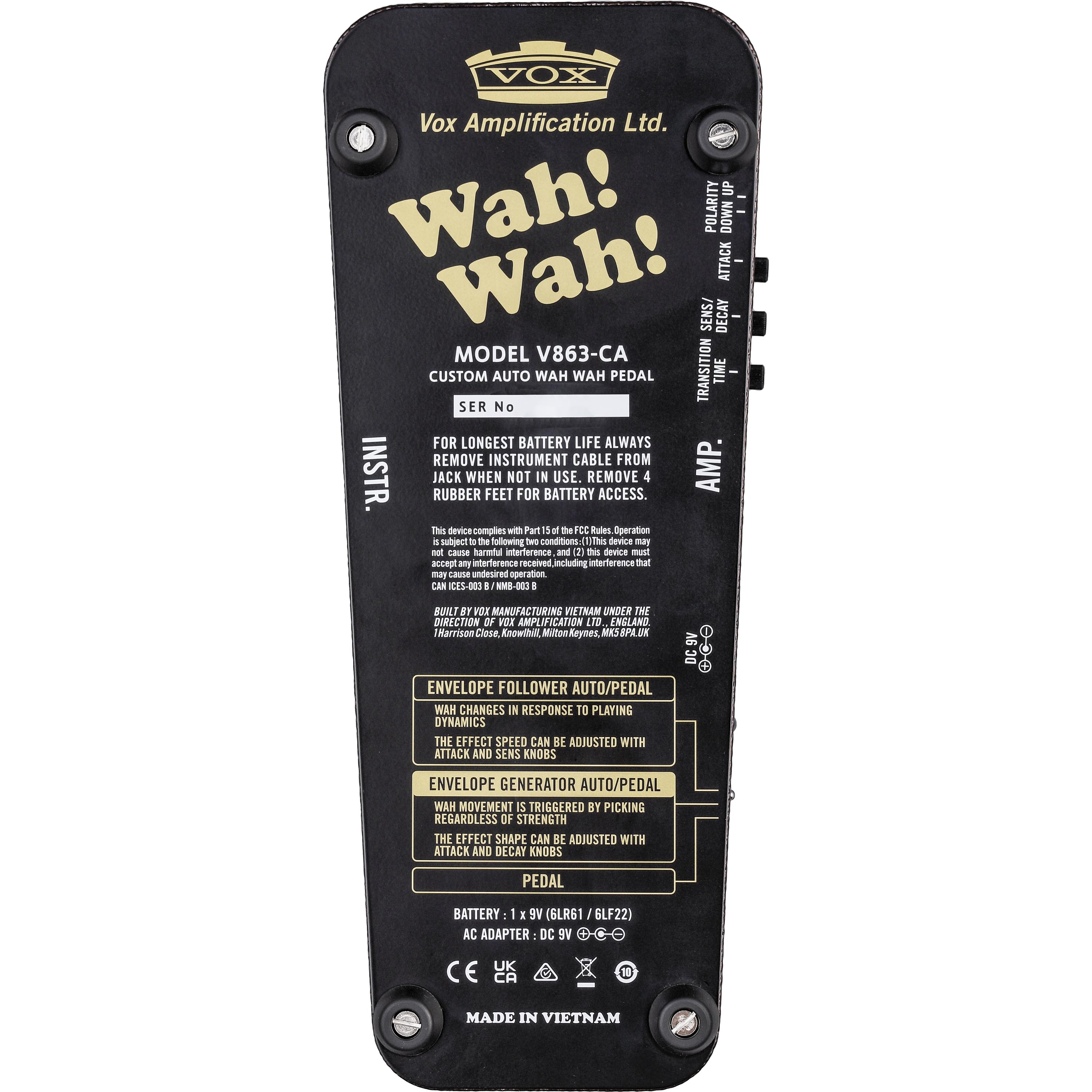 Pedal Wah Vox V863-CA Auto Wah foto 3