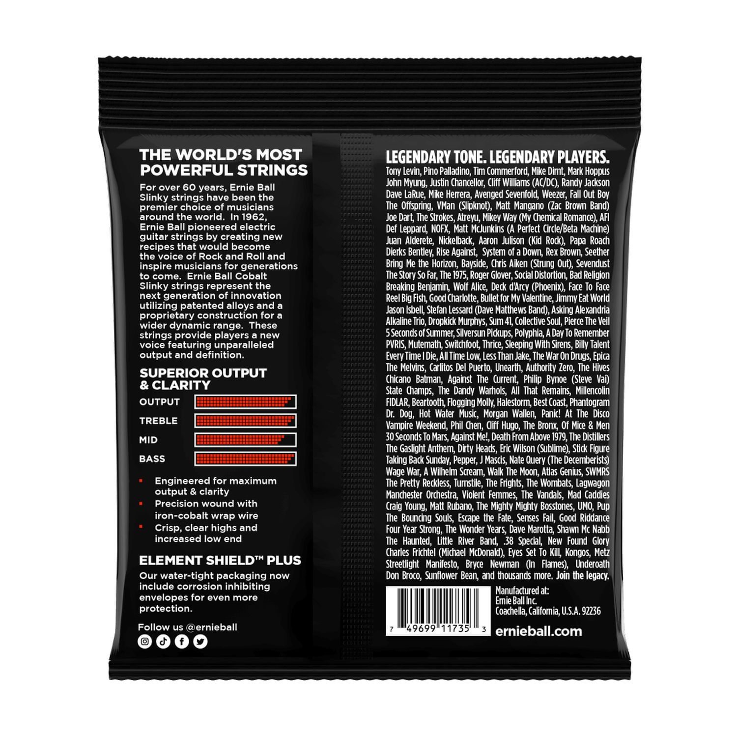 Set 6 cuerdas para bajo eléctrico Ernie Ball 32-130 Slinky CobaltP02739 foto 2