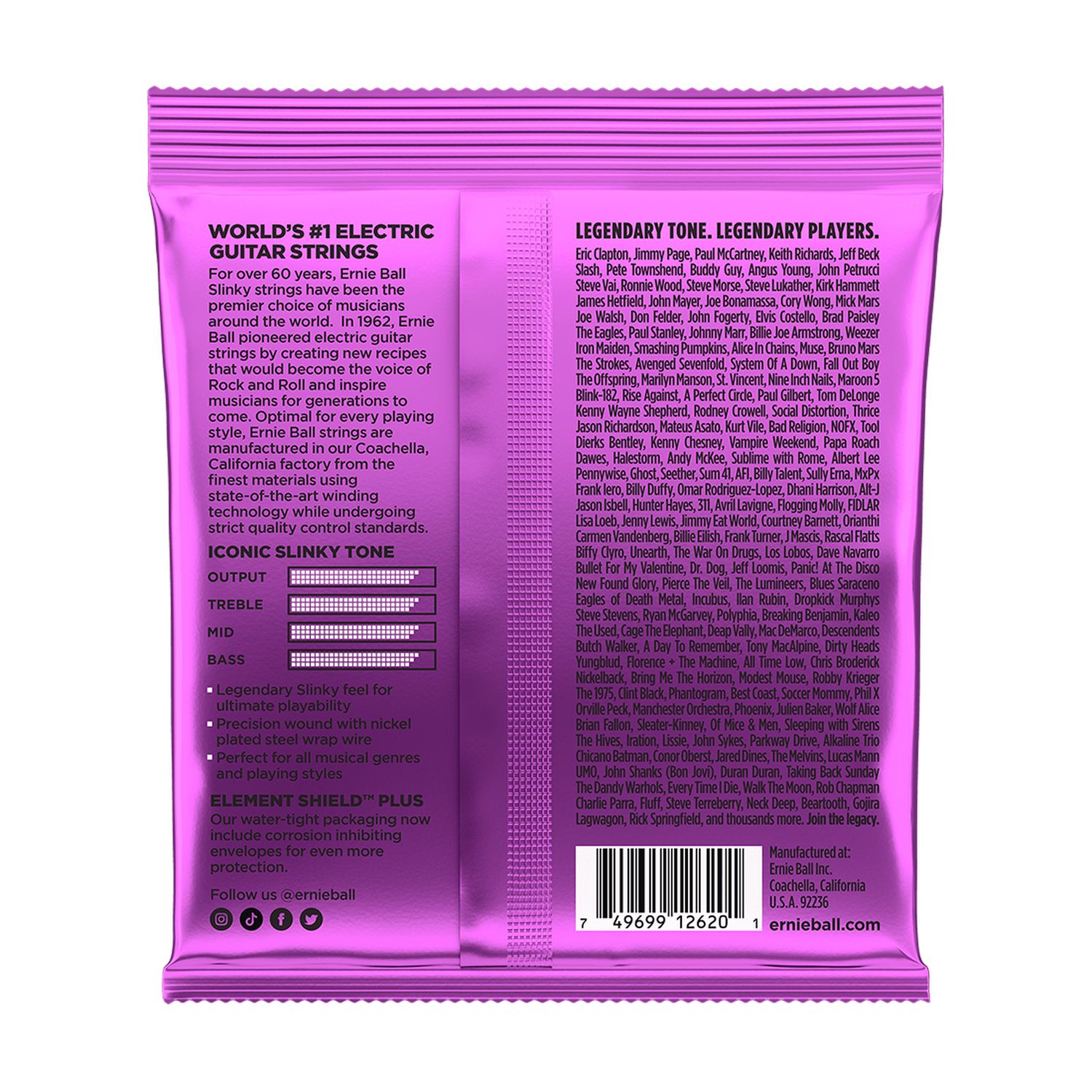 Set 7 cuerdas para guitarra eléctrica Ernie Ball 11-58 Power Slinky P02620 foto 2