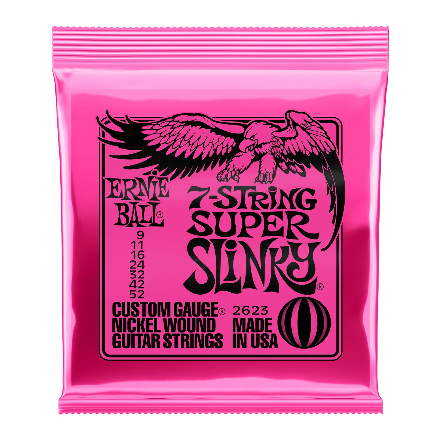 Set 7 cuerdas para guitarra eléctrica Ernie Ball 9-52 Super Slinky P02623