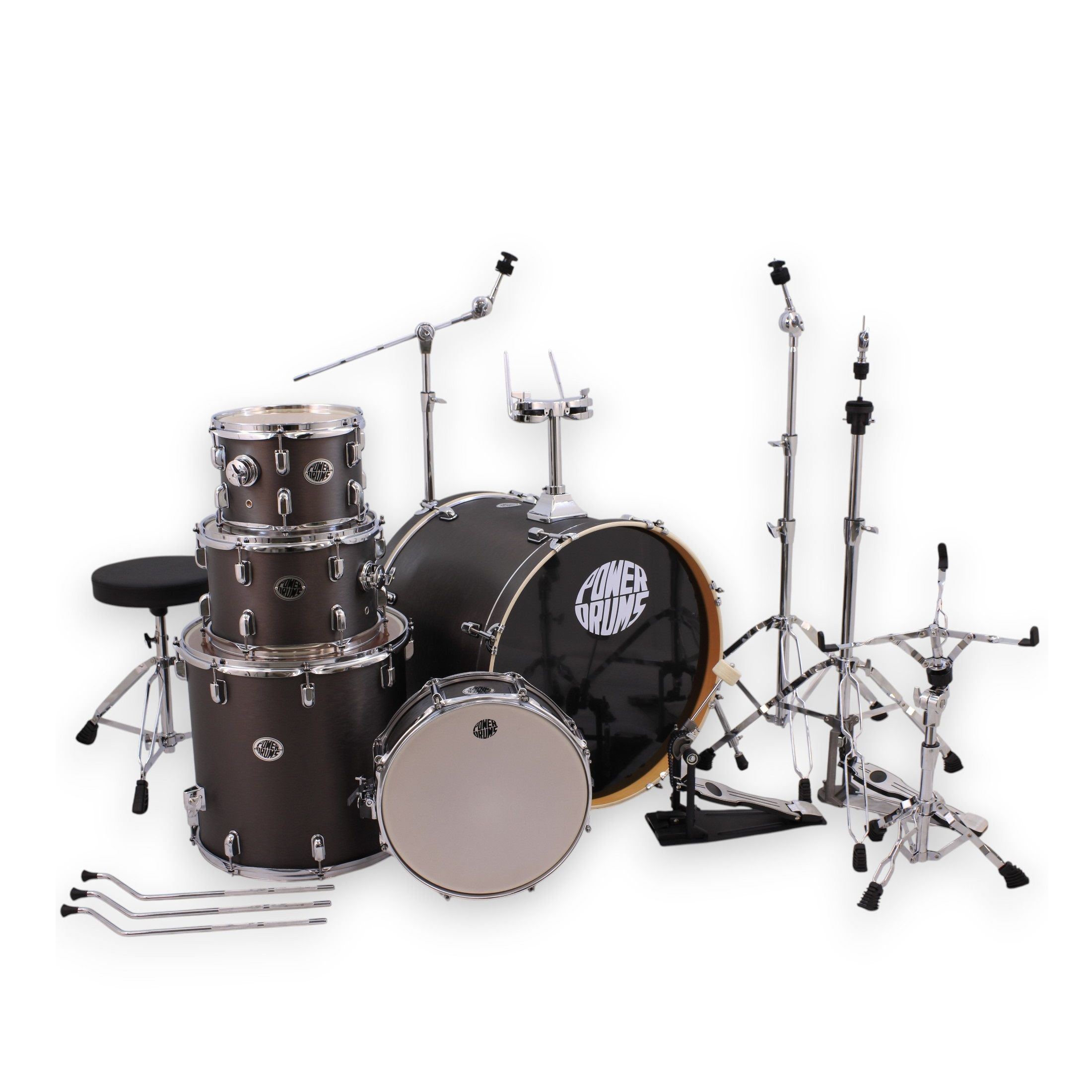 Set de batería acústica PowerDrums JJ-5 BKM con platillos Guzel