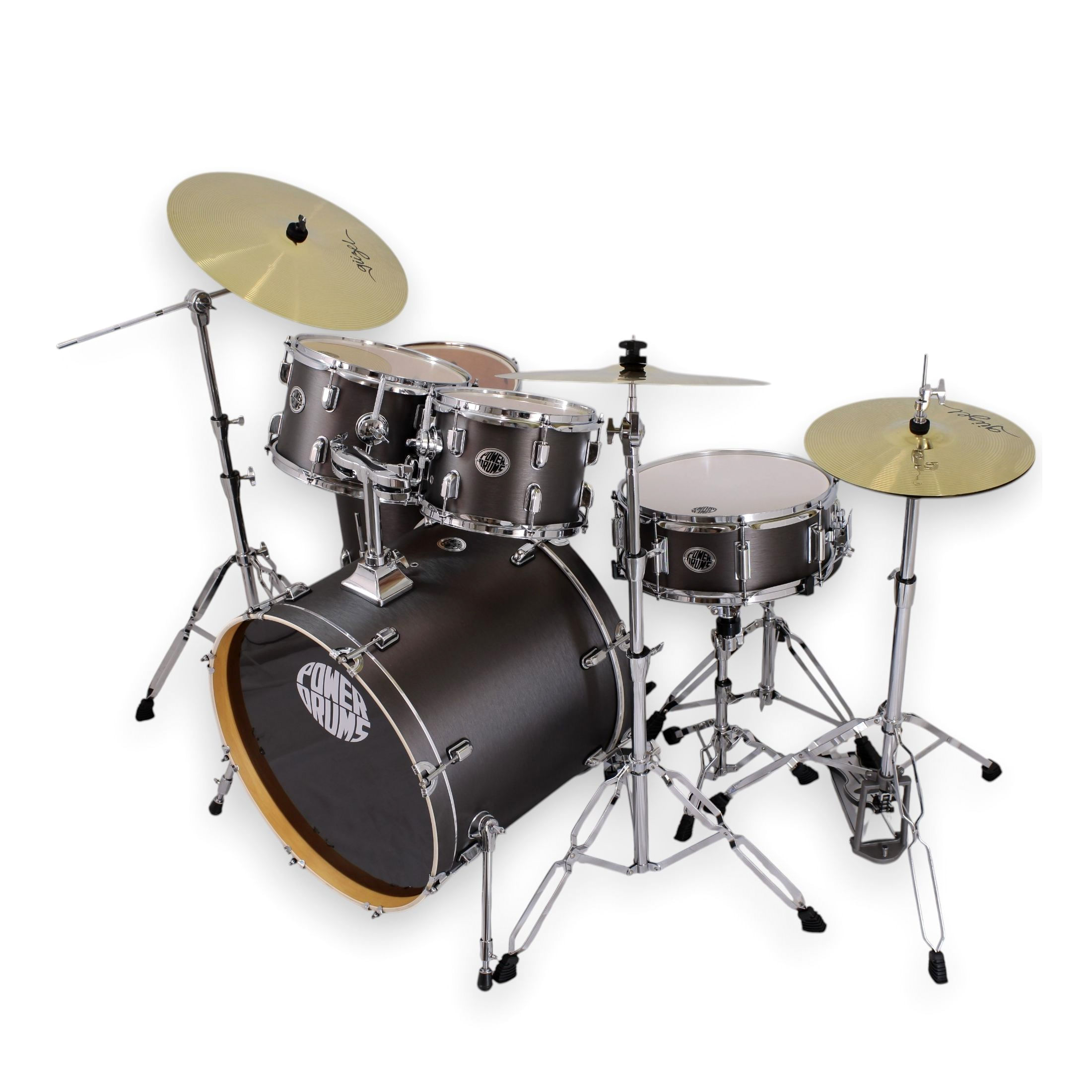 Set de batería acústica PowerDrums JJ-5 BKM con platillos Guzel foto 4
