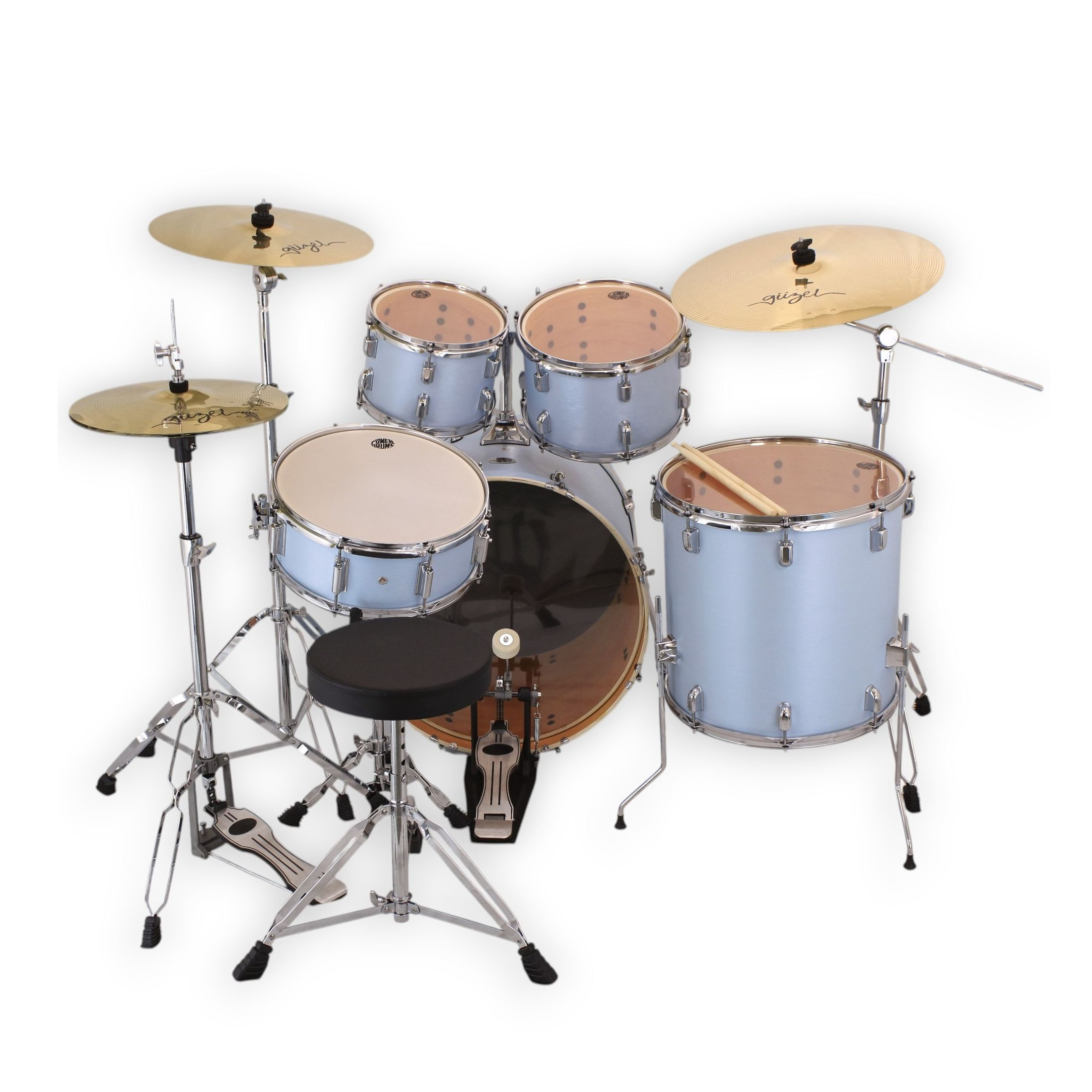 Set de batería acústica PowerDrums JJ-5 BLM con platillos Guzel foto 5