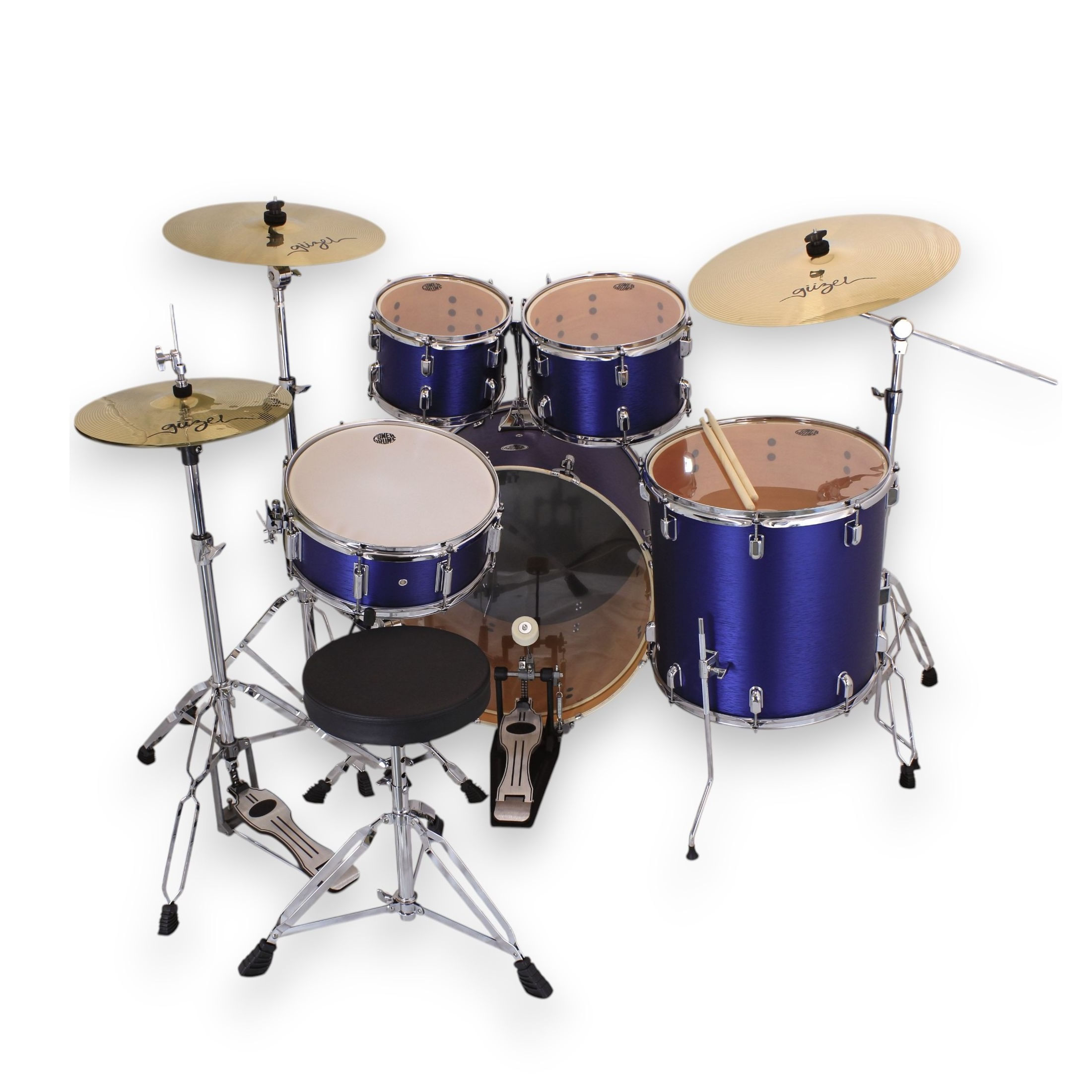 Set de batería acústica PowerDrums JJ-5 DLM con platillos Guzel foto 5