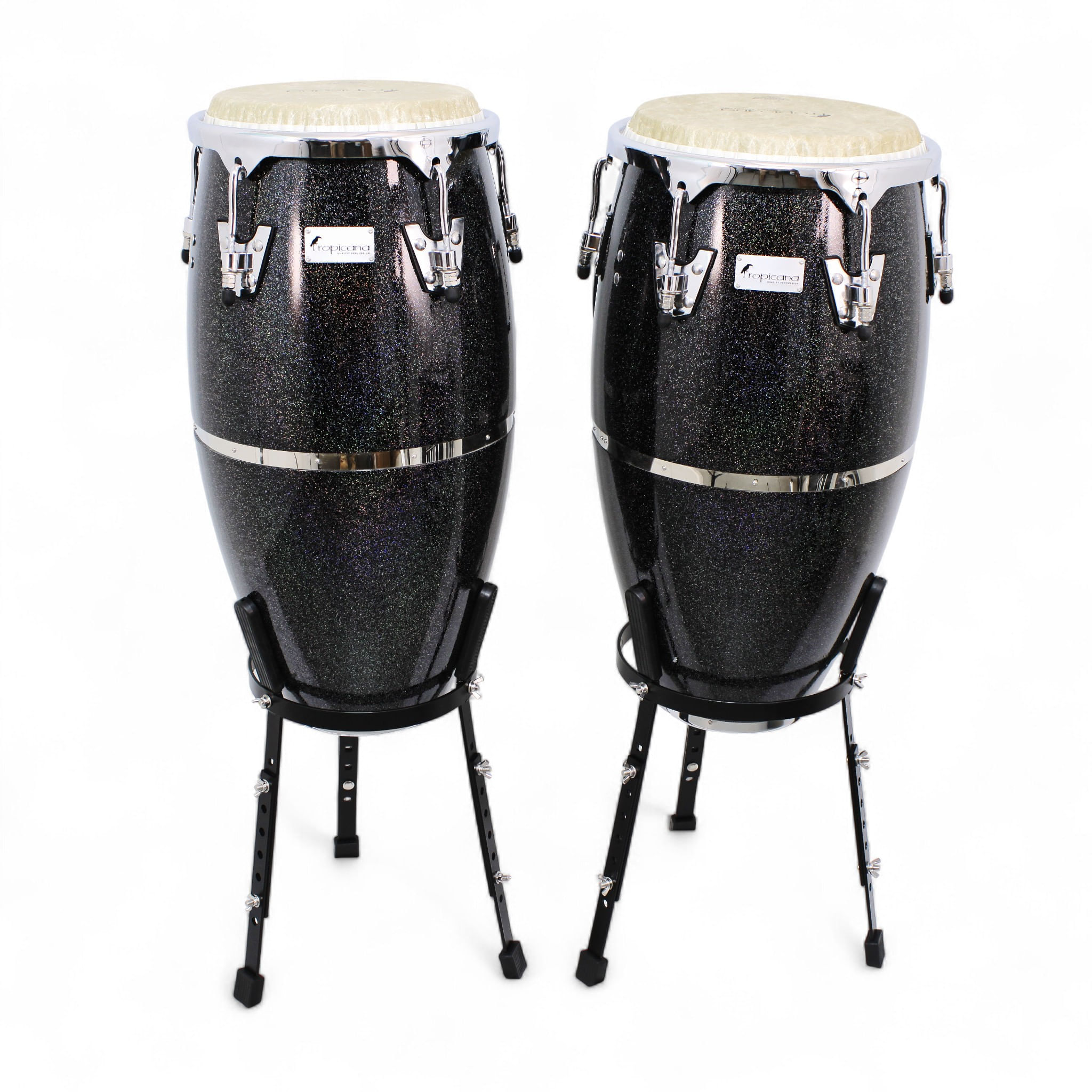 Set de congas Tropicana 11" - 11 3/4" Fiberskin con stand CRC852LBK-BKH