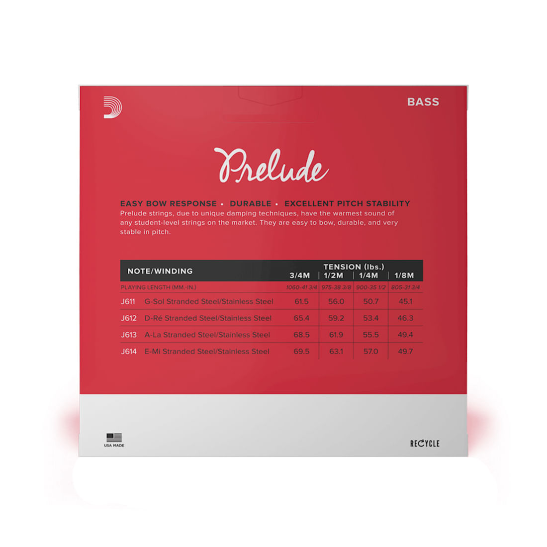 Set de cuerdas para Contrabajo 3/4 D´addario Prelude J610 foto 3