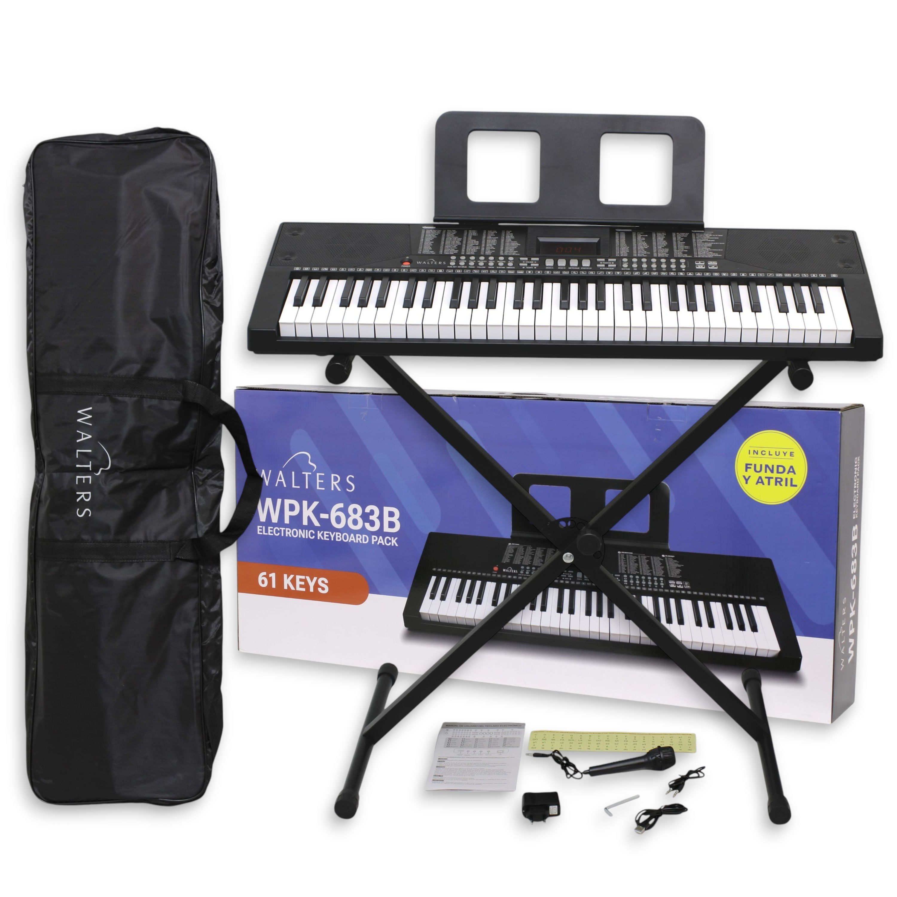 Teclado personal multifunción 61 teclas Walters con funda y soporte WPK-683B
